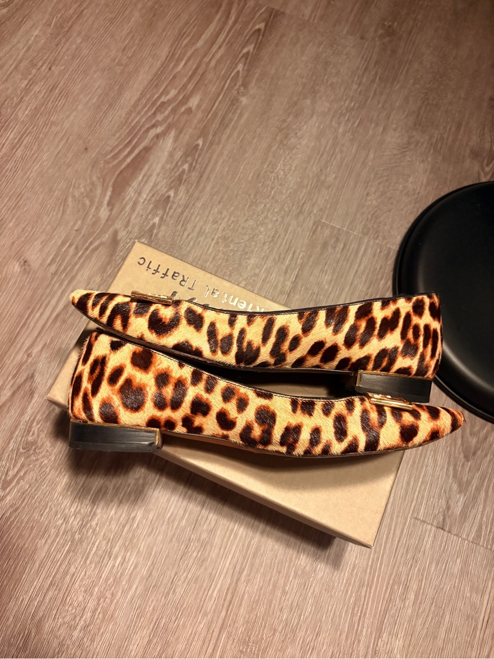 Tory Burch Leopard Print Pointed Toe Flats - Brown/Black
